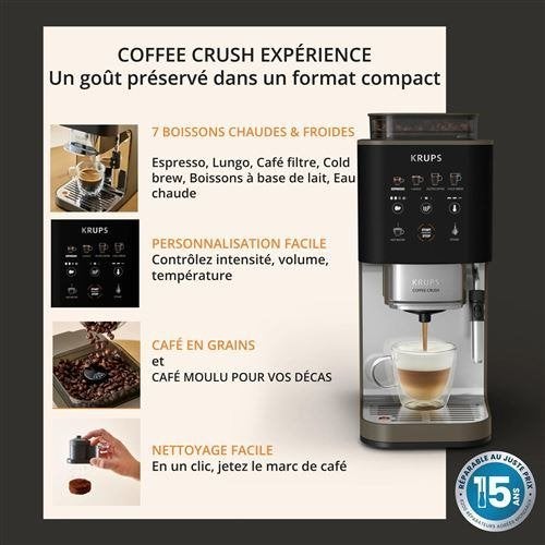 Krups Machine à Expresso Coffee Crush SA403BE0  Neuve., Electroménager, Neuf, Machine à espresso, Réservoir d'eau amovible, Enlèvement