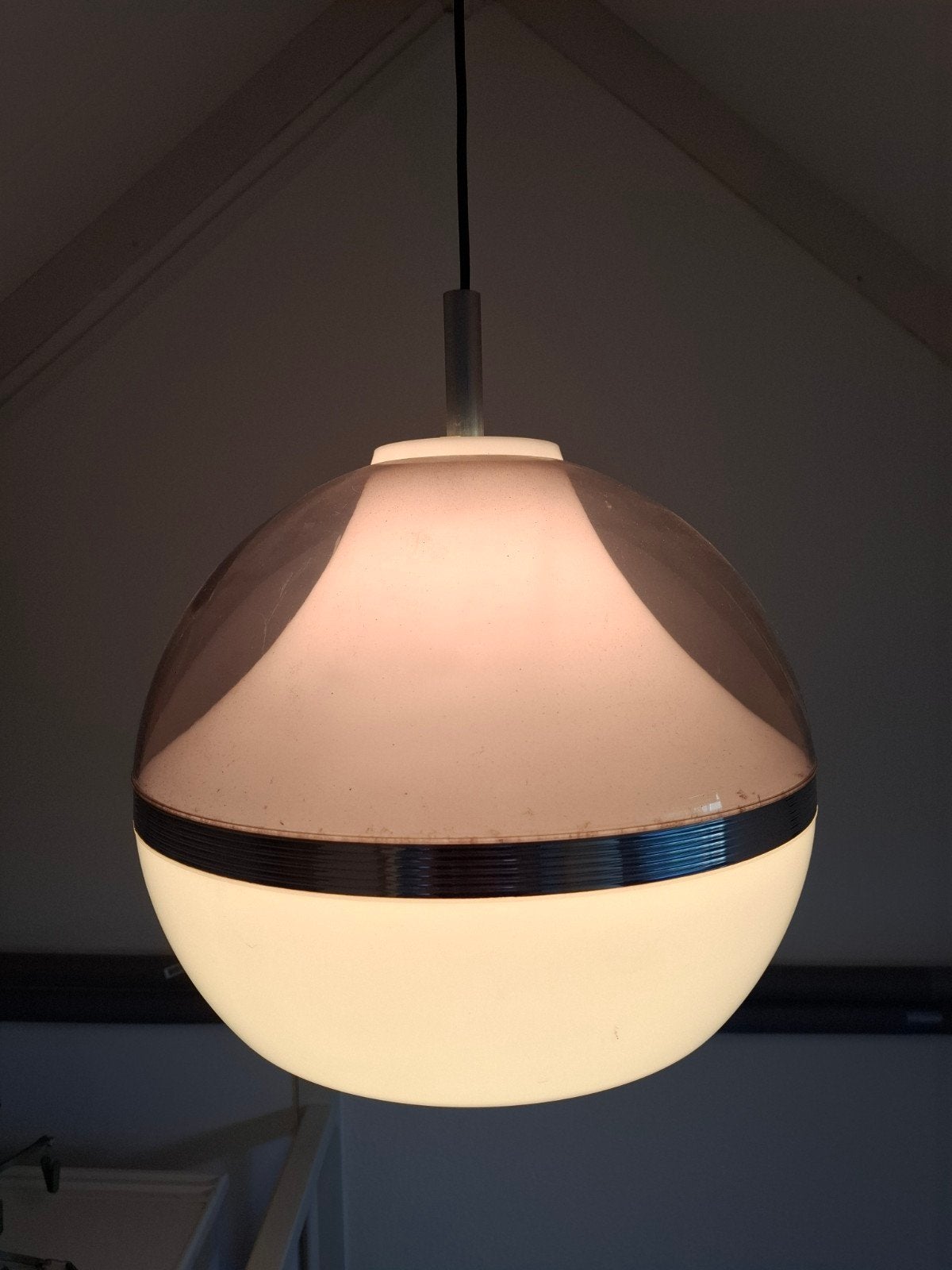 vintage design space age jaren zestig plafondlamp, Kunststof, Gebruikt, Vintage design, E27 (groot)