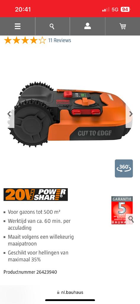 Worx Robotmaaier, Enlèvement ou Envoi, Utilisé, Contrôlable via l'application