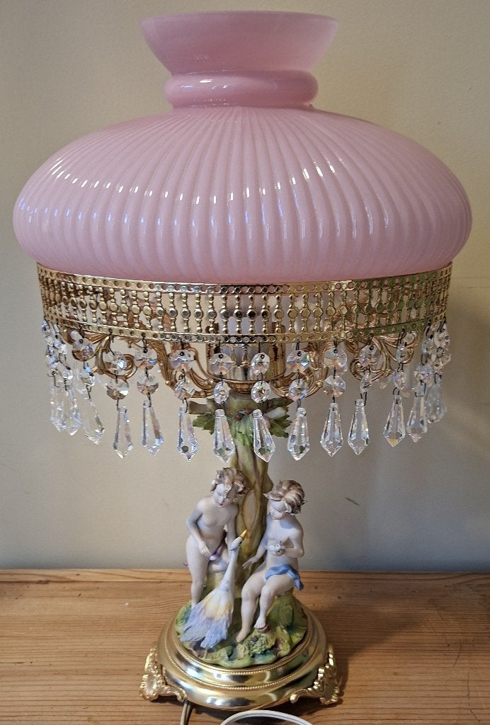 lampe et 2 figurines vintage, Antiek en Kunst, Kunst | Designobjecten, Ophalen, 50 cm, Steen/keramiek, Lamp