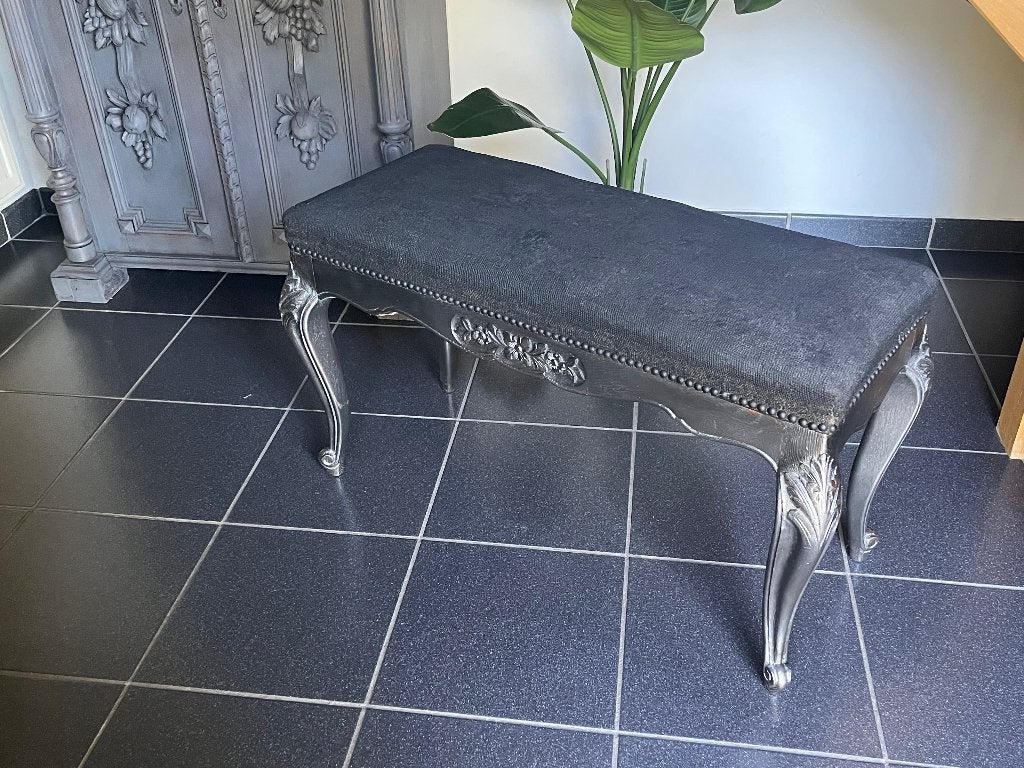 Vintage bank - boudoir style - zwart / donker zilver, Bois, Boudoir, Enlèvement, Utilisé