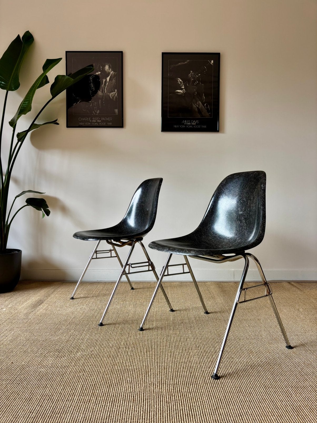 Chaises Eames DSS (éd. Herman Miller -fibre de verre), Deux, Enlèvement, Utilisé, Autres matériaux