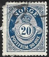 1 Postzegel Noorwegen 1910 Posthorn-NORGE in Antiqua, Postzegels en Munten, Ophalen of Verzenden, Noorwegen, Gestempeld