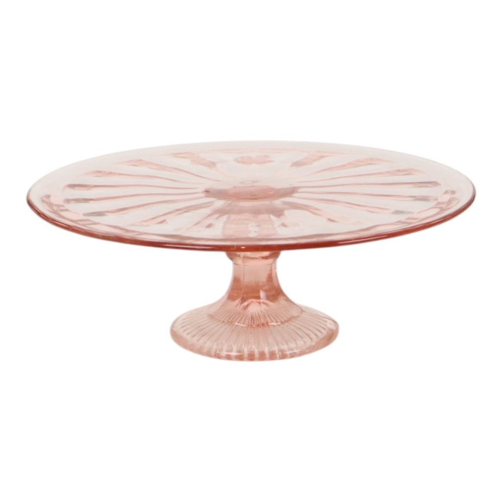 Roze Art Deco Taartschotel Gebak Schaal Rosaline Glas 32cm, Antiek en Kunst, Ophalen of Verzenden
