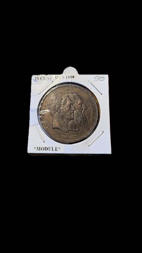 LEOPOLD II : MODULE 25 centimes 1880, Timbres & Monnaies, Monnaies | Belgique, Enlèvement ou Envoi, Bronze