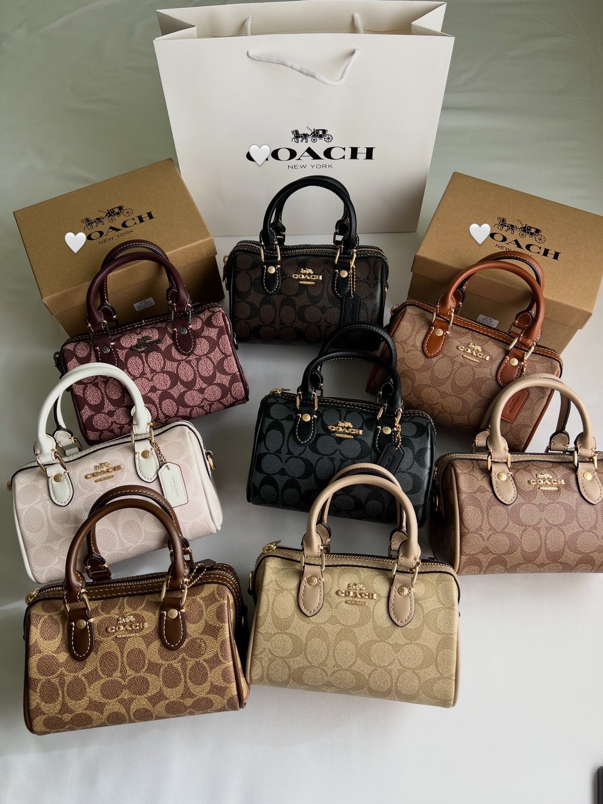 Coach Rowan Tas Bag Real Leather Luxe Zwart Beige Roze coach, Verzenden, Nieuw, Roze, Handtas