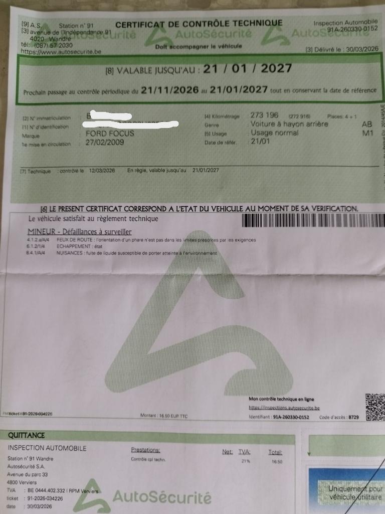 Ford Focus, Stof, Zwart, 4 cilinders, 1600 cc