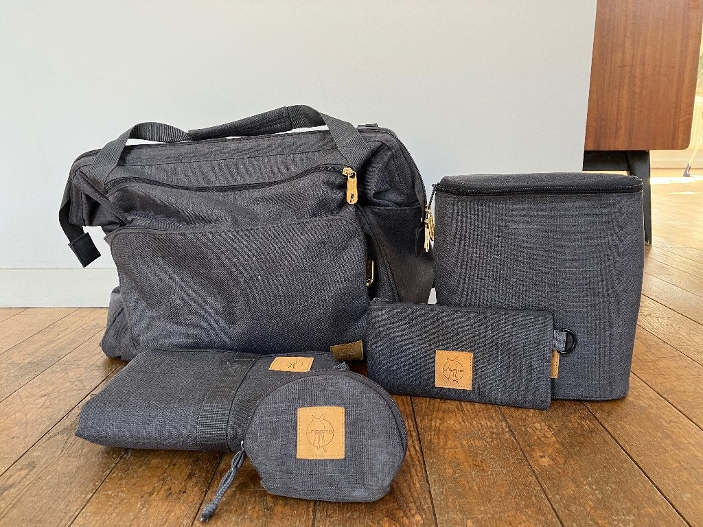 Sac à langer jumeaux Lassig, Enfants & Bébés, Lässig, Comme neuf, Sac à langer, Gris