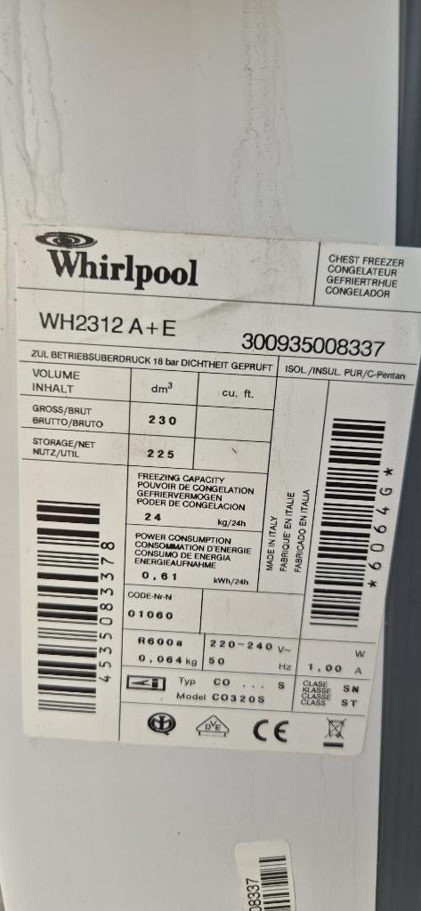 Diepvries koffer whirlpool, Elektronische apparatuur, Vriezers en Diepvrieskisten, Vrieskist, Zo goed als nieuw, Ophalen, 85 tot 120 cm