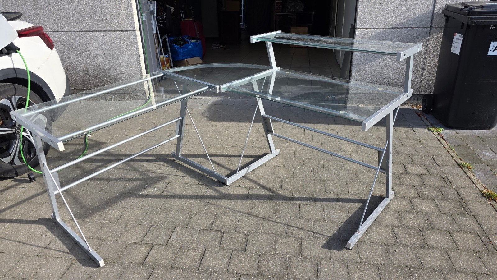 modulair glazen bureau, 90 cm, 60 cm, Enlèvement, Utilisé