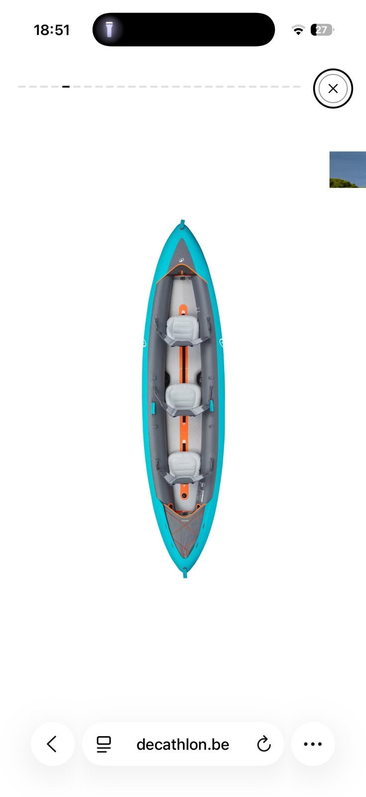 Itiwit opblaasbare kajak/kano 3 personen, Watersport en Boten, Ophalen, Zo goed als nieuw