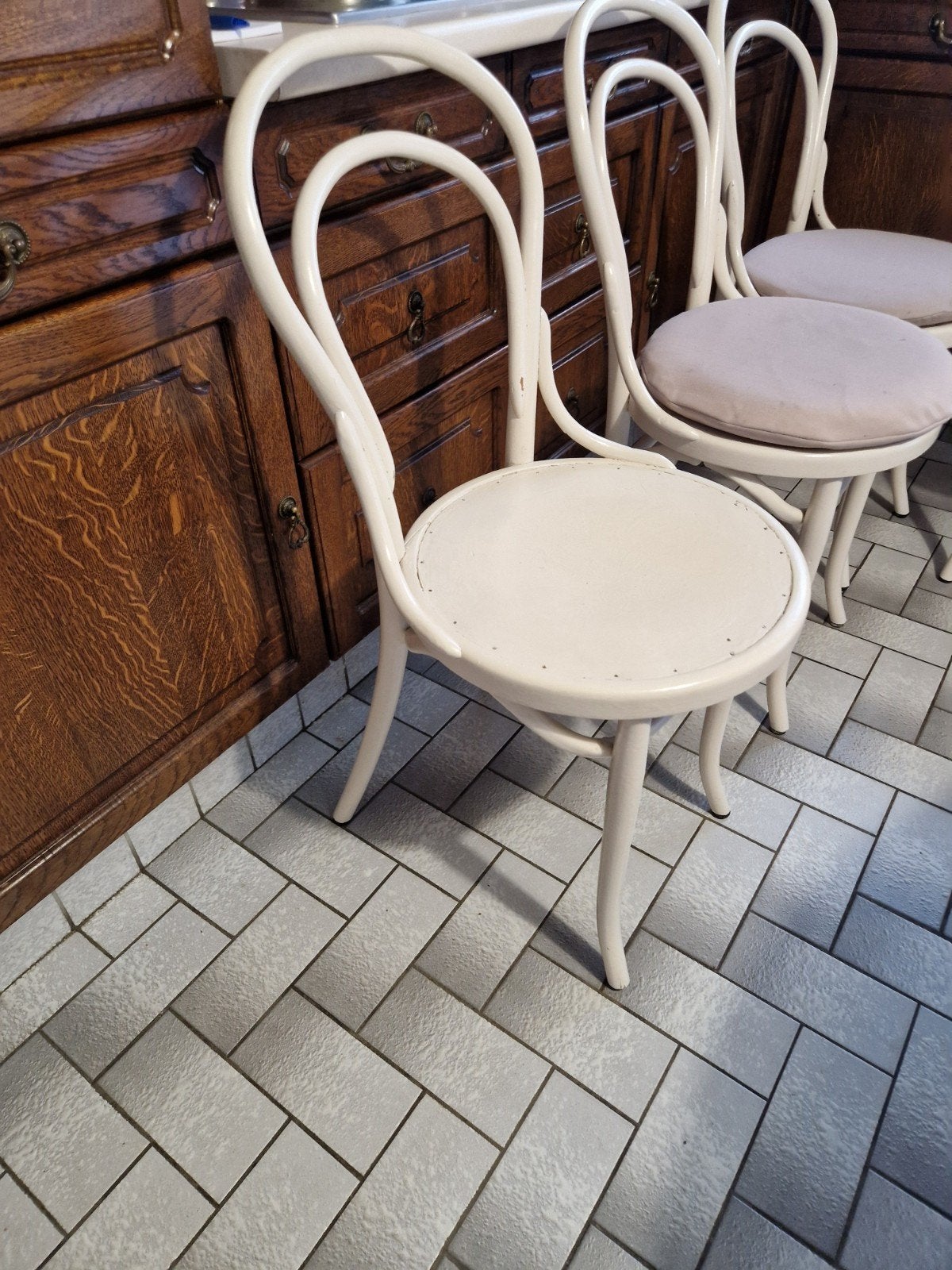 Set van 4 witte houten stoelen, Ophalen