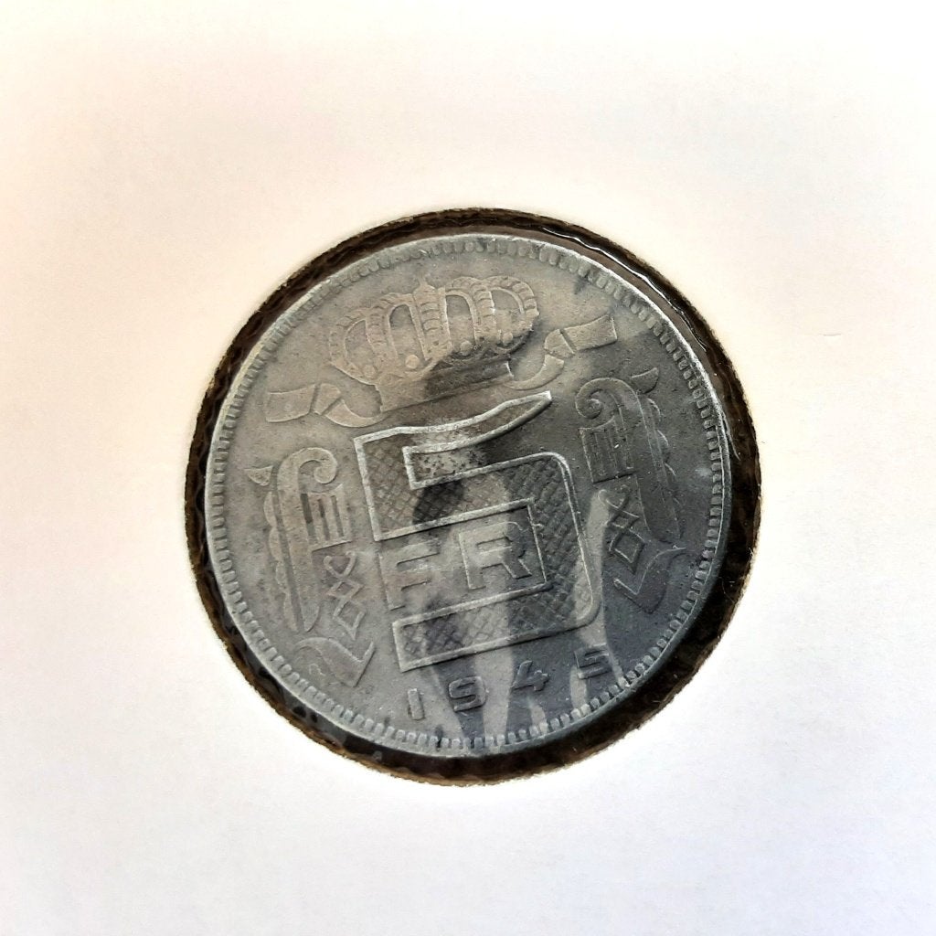 Belgique - 5 francs 1945 fr. (Réf 051)., Timbres & Monnaies, Enlèvement ou Envoi, Autre, Monnaie en vrac