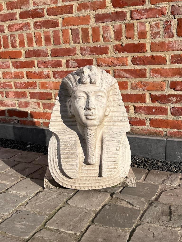 Egyptische Farao buste 55 cm H Decoratief Beeld met Karakter, Antiquités & Art, Art | Sculptures & Bois, Statue, 50 - 100 cm, Classique