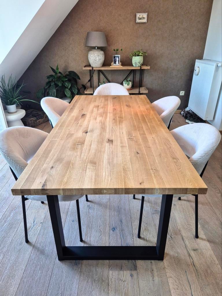 NIEUW! Eiken eettafel 200x95., Ophalen, Landelijk - Modern, 50 tot 100 cm, Vijf personen of meer