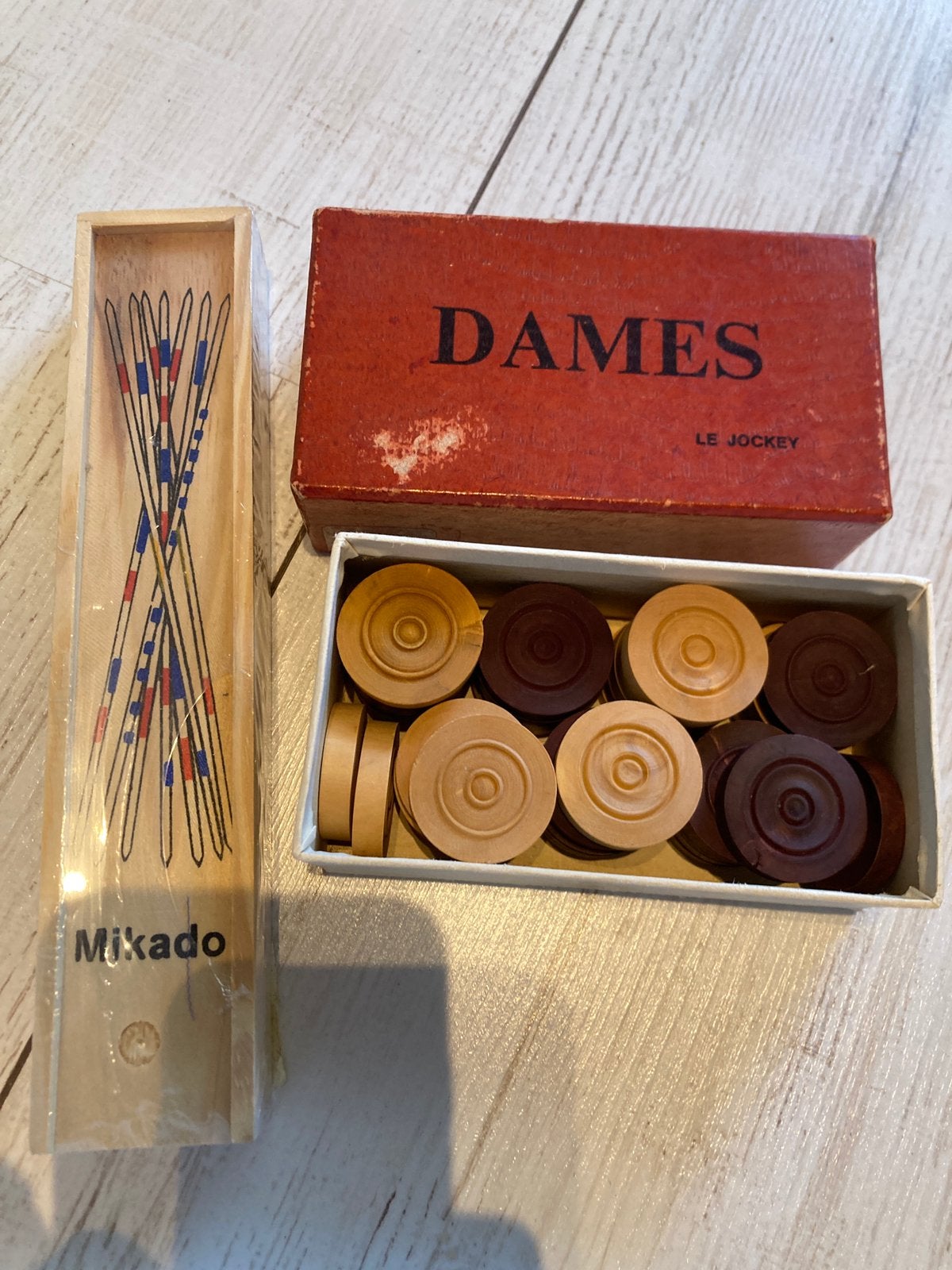 mikado + pions de jeu de dames en bois, Enlèvement ou Envoi, Neuf