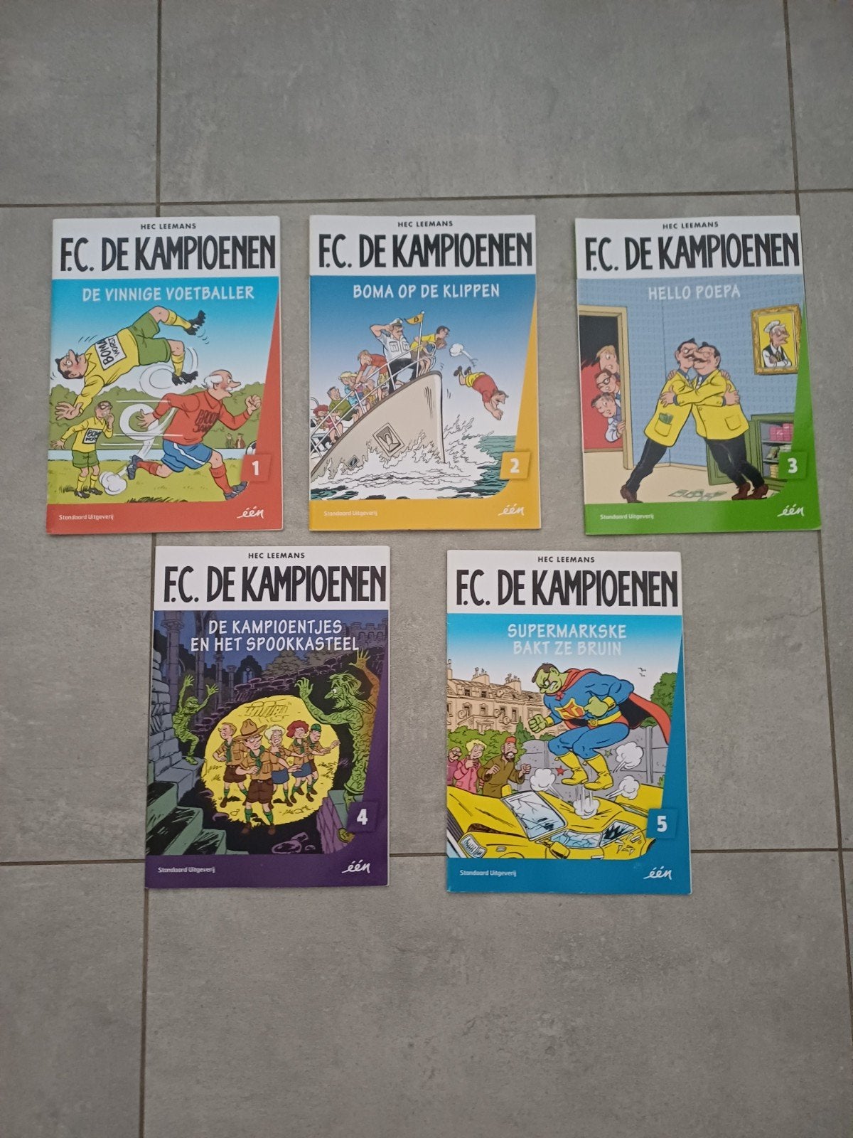 5 strips FC de kampioenen, Boeken, Stripverhalen, Complete serie of reeks, Hec Leemans (FC De Kampioenen), Ophalen of Verzenden