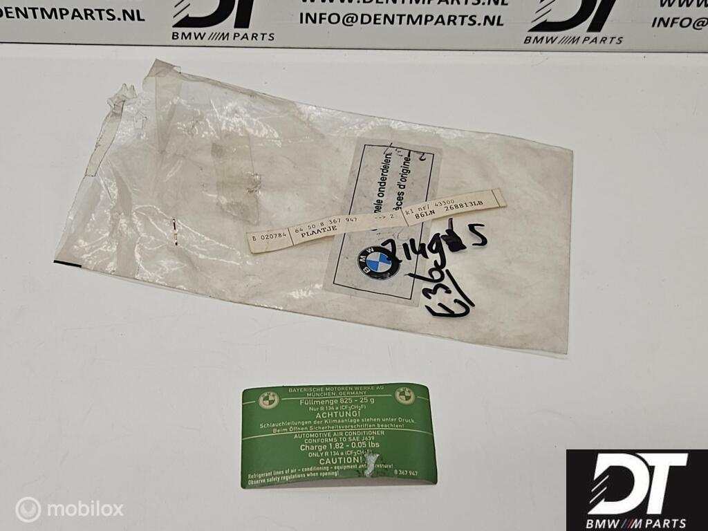Sticker airco BMW E36 64508367947, Nieuw, Ophalen of Verzenden