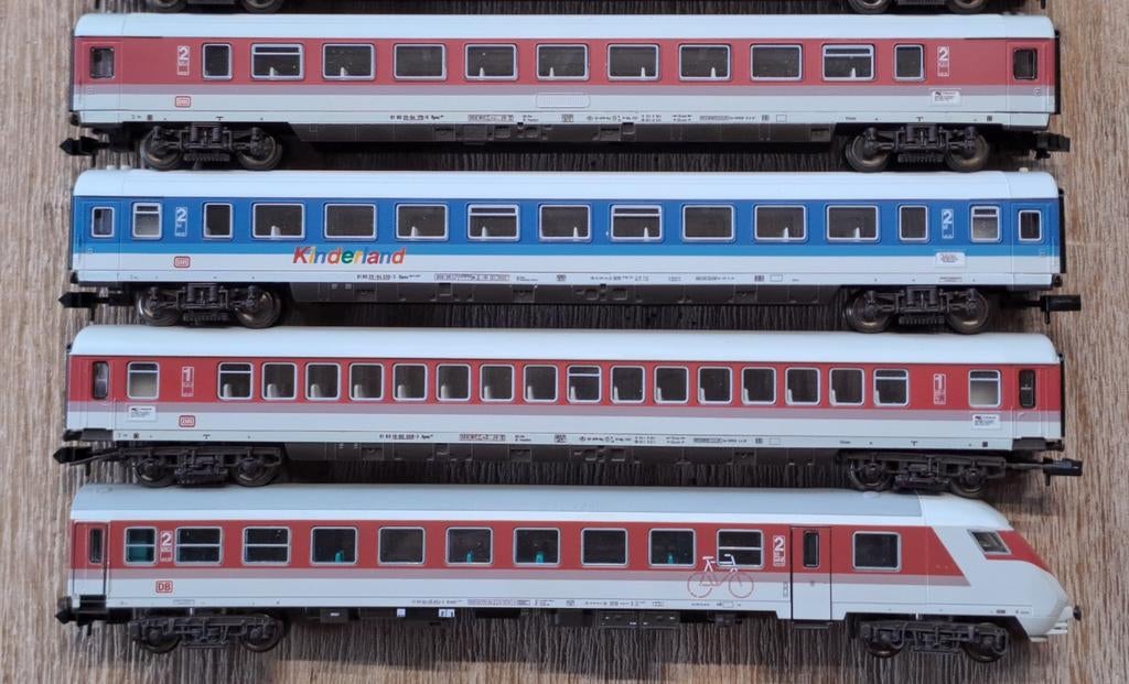 Fleischmann piccolo set van 4 x DB snelweg rijtuigen, Hobby en Vrije tijd, Modeltreinen | N-Spoor, Ophalen of Verzenden, Fleischmann