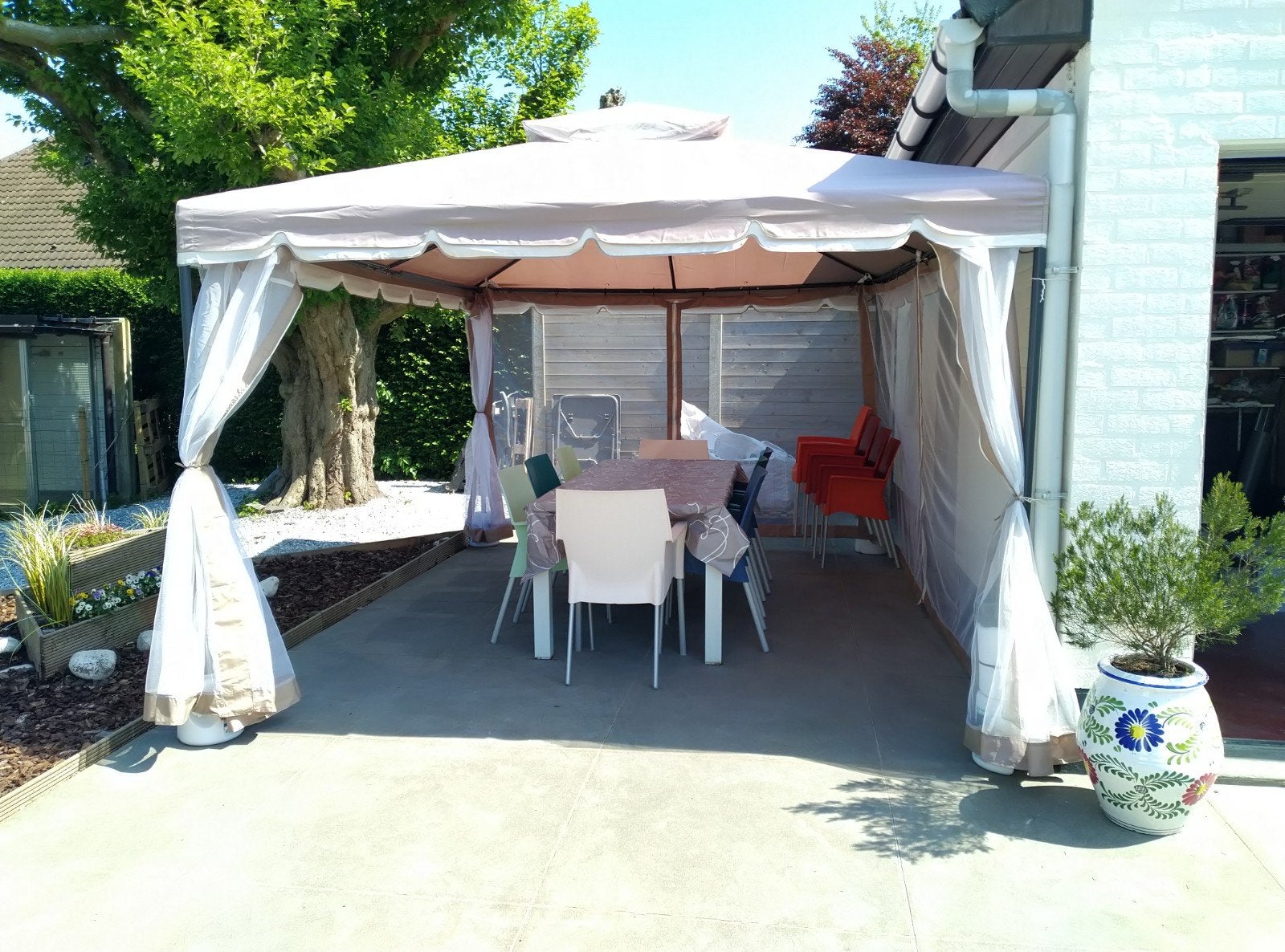 Mooie terras tent, Ophalen