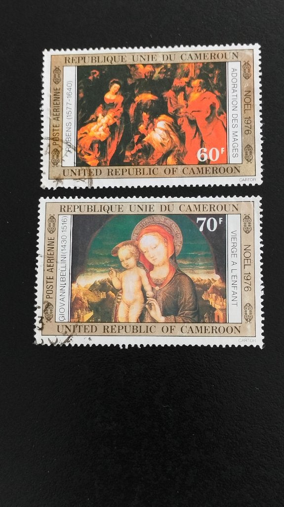 Cameroun 1976 - Noël - peinture, Rubens, Bellini, Envoi, Autres pays, Affranchi