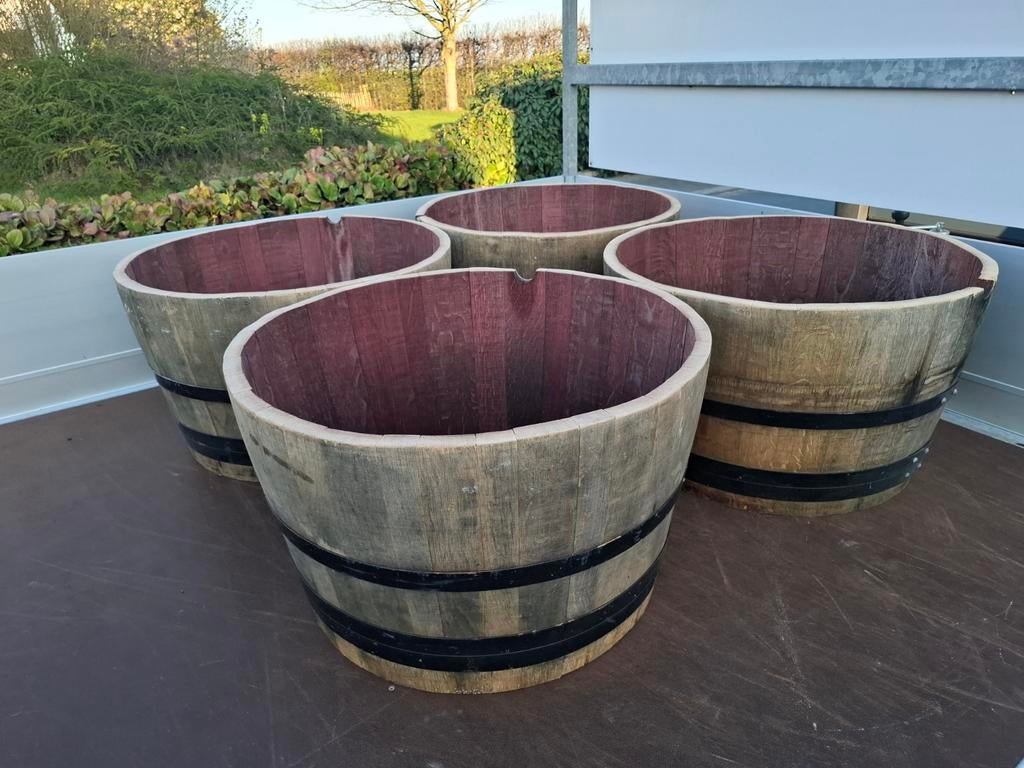 Halve EIKEN bourgogne wijnton  44cm x 72cm! Kwaliteit TOPPER, Tuin en Terras, Bloembakken en Plantenbakken, Ophalen