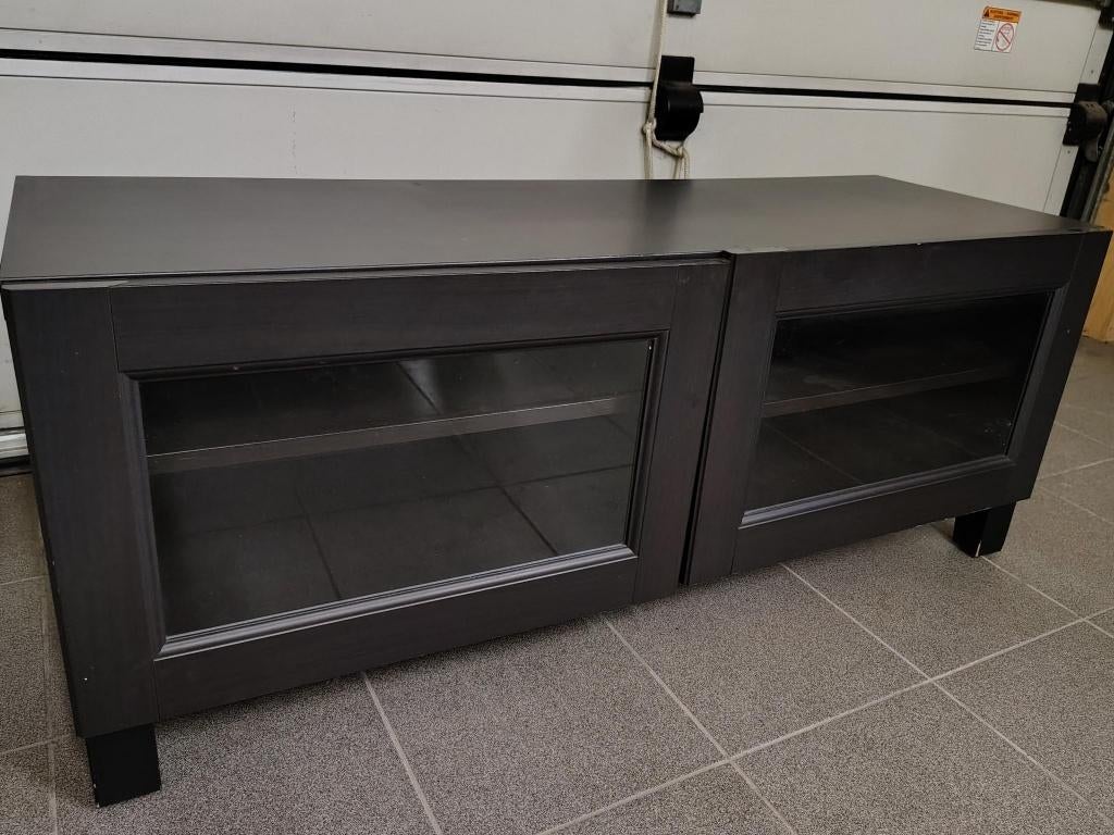 TV meubel met opbergvakken achter glas, 25 à 50 cm, Moins de 100 cm, 100 à 150 cm, Enlèvement