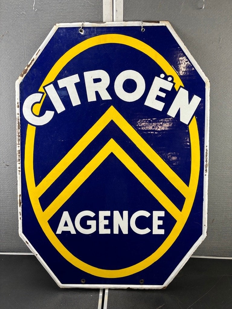 Citroen agence emaille reclamebord ca 110 x74 cm jaren 50, Verzamelen, Ophalen, Gebruikt, Reclamebord
