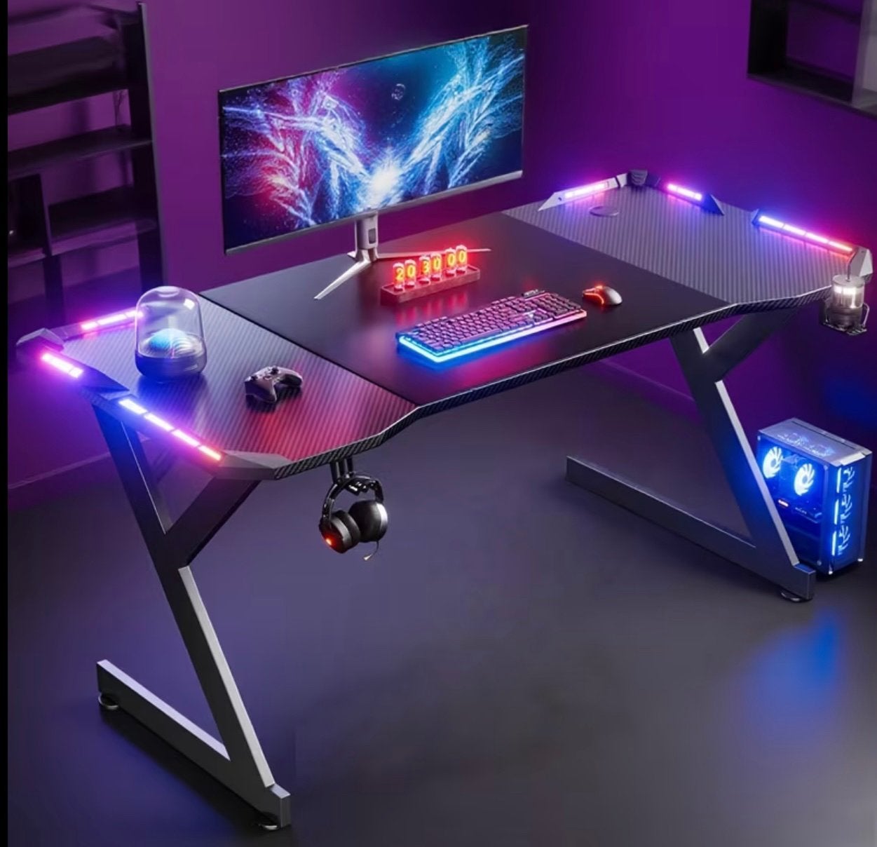 Bureau gaming neuf avec led, Maison & Meubles, Bureaux, Enlèvement ou Envoi, Neuf, Bureau gaming