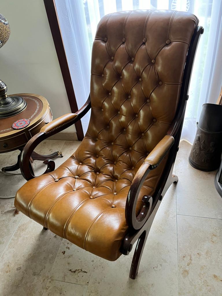 2 cognac Chesterfield fauteuils Leer, Huis en Inrichting, Fauteuils, Ophalen, Gebruikt, 100 tot 125 cm, Leer