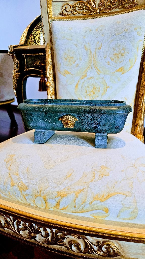 Versace Neoclassical style marble sarcophagi 27 cm., Ophalen, Gemerkt, Groen, Schaal