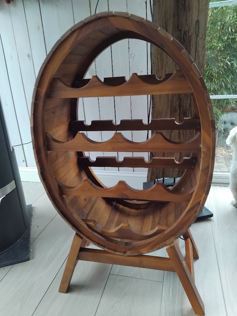 wijnrek in massief hout ovaal, Maison & Meubles, Accessoires pour la Maison | Porte-bouteilles, Enlèvement, Neuf, Bois
