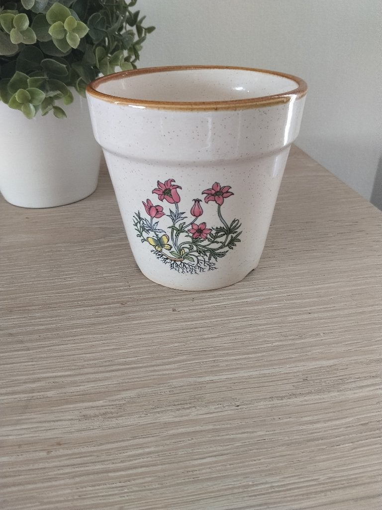 vintage keramische bloempot Wild Flowers, Ophalen of Verzenden, Zo goed als nieuw, Binnen