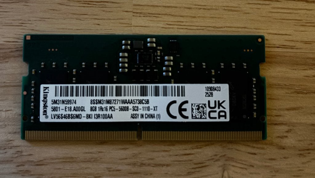 Kingston 8GB DDR5-5600 SO-DIMM laptopgeheugen, Lenovo OEM, Computers en Software, RAM geheugen, Ophalen of Verzenden, DDR5
