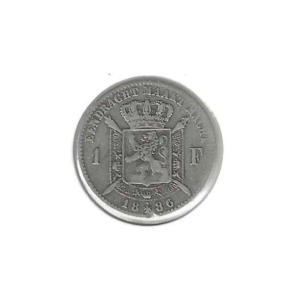 België, 1 Frank 1886 VL., Timbres & Monnaies, Enlèvement ou Envoi, Monnaie en vrac, Argent, Argent