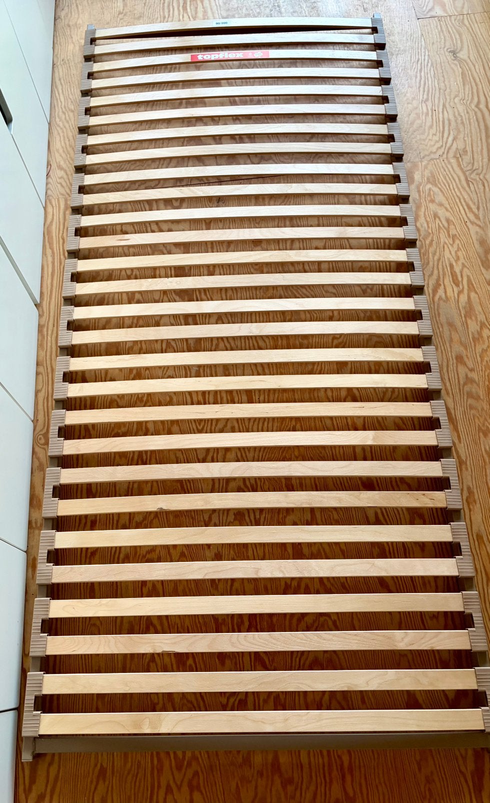 lattenbodem en matras éépersoonsbed, Ophalen, Gebruikt, 90 cm, Eenpersoons