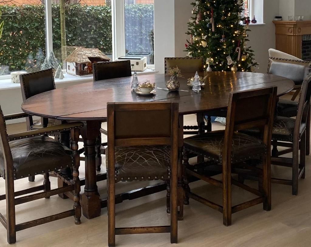 Gateleg tafel, Gebruikt, Vijf personen of meer, Ovaal, Engelse gateleg tafel