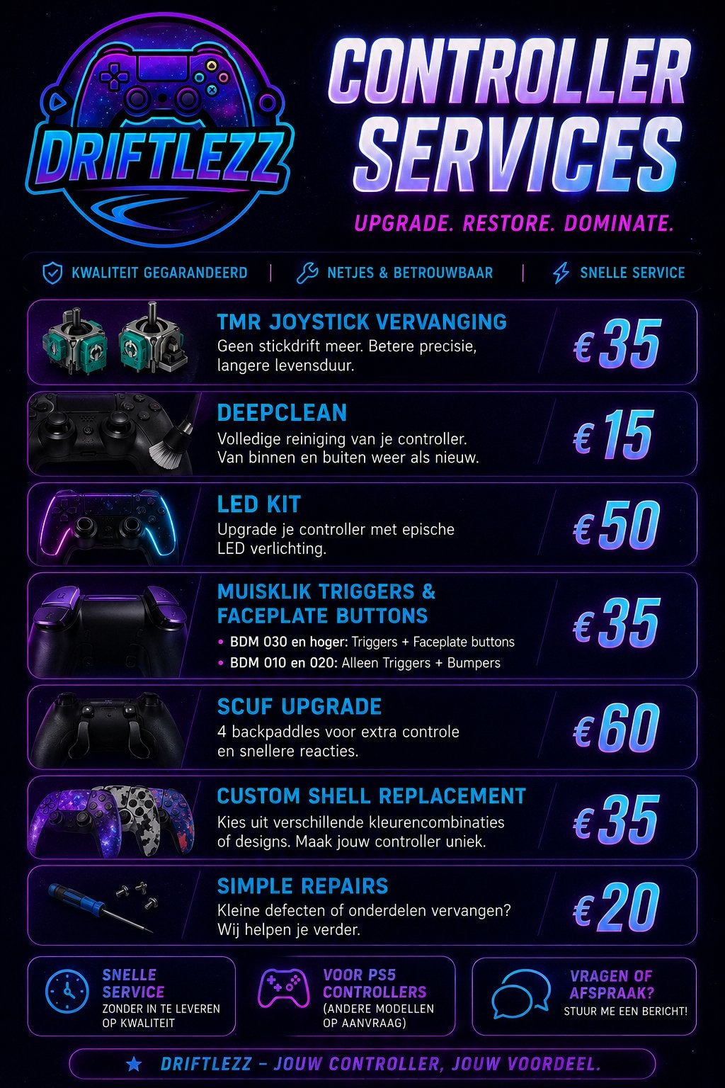 PS5 Controller Reparatie & Modding – Driftlezz, Games en Spelcomputers, Ophalen, Controller