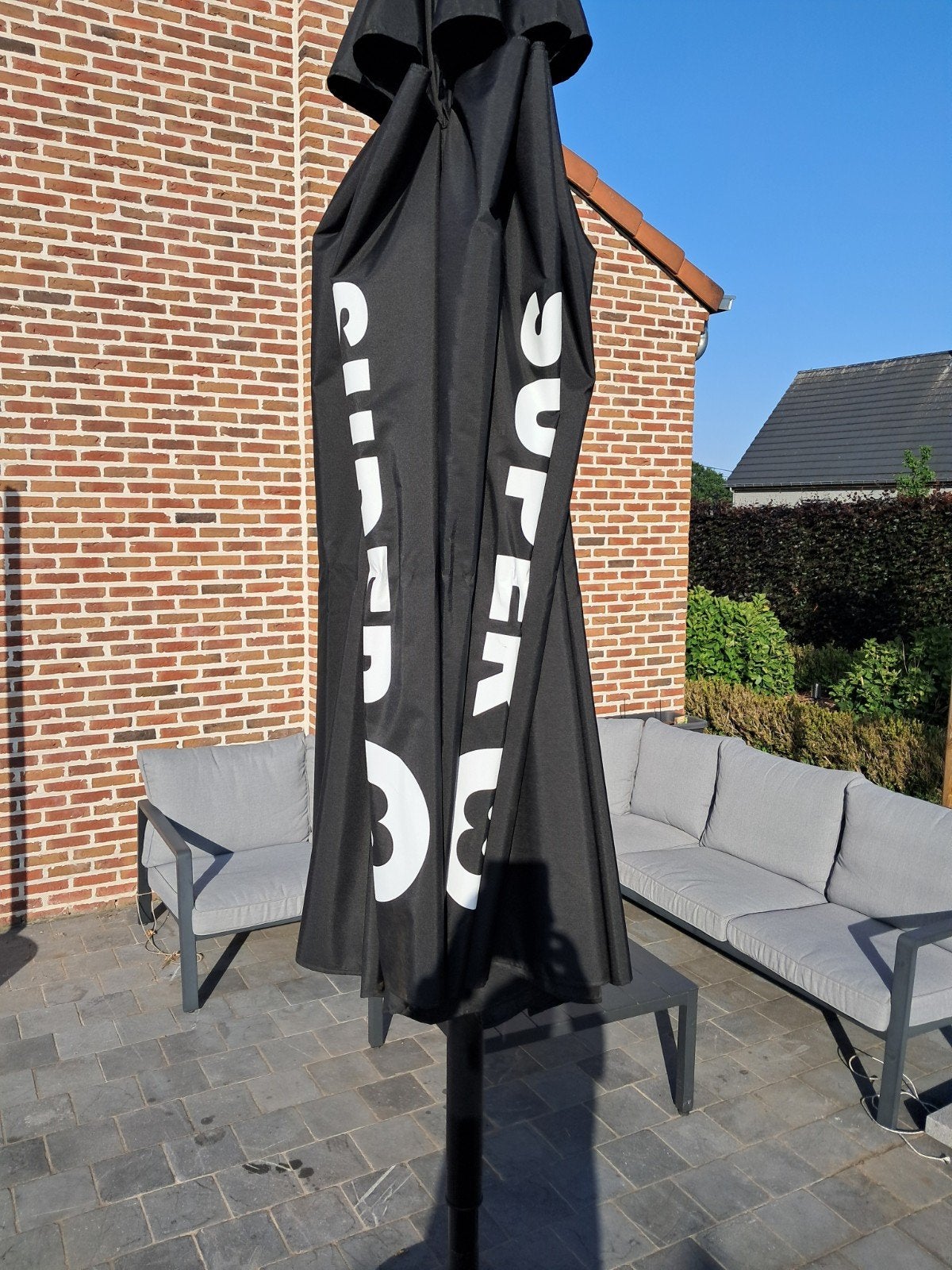 Professionele Parasol Horeca 4m, Jardin & Terrasse, Parasols, Comme neuf, Parasol sur pied, 3 à 4 mètres, Réglable, Étanche, Enlèvement
