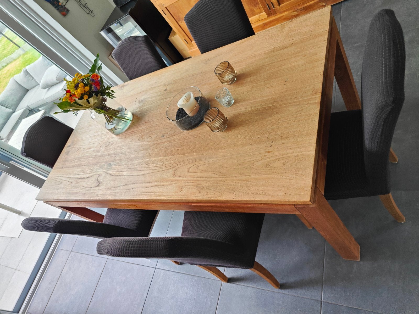 Eettafel+ stoelen in teak, Huis en Inrichting, Ophalen, Gebruikt, 100 tot 150 cm, Teakhout