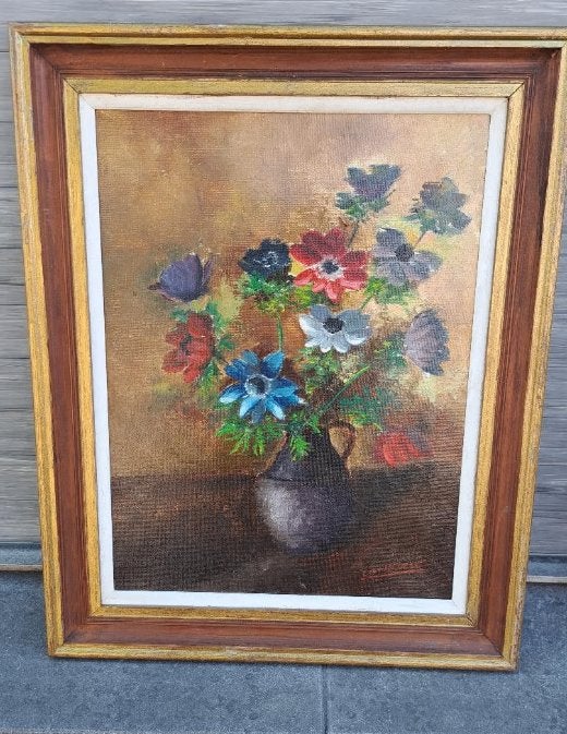 huile sur toile fleur signe Léon van den bulcke, Antiquités & Art, Art | Peinture | Classique, Toile, Enlèvement ou Envoi