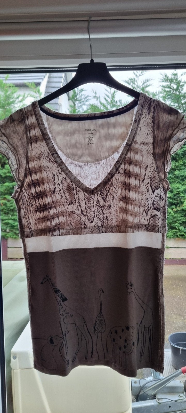 Marccain bloesje met diertjes, Kleding | Dames, Ophalen, Beige, Zo goed als nieuw, Marccain