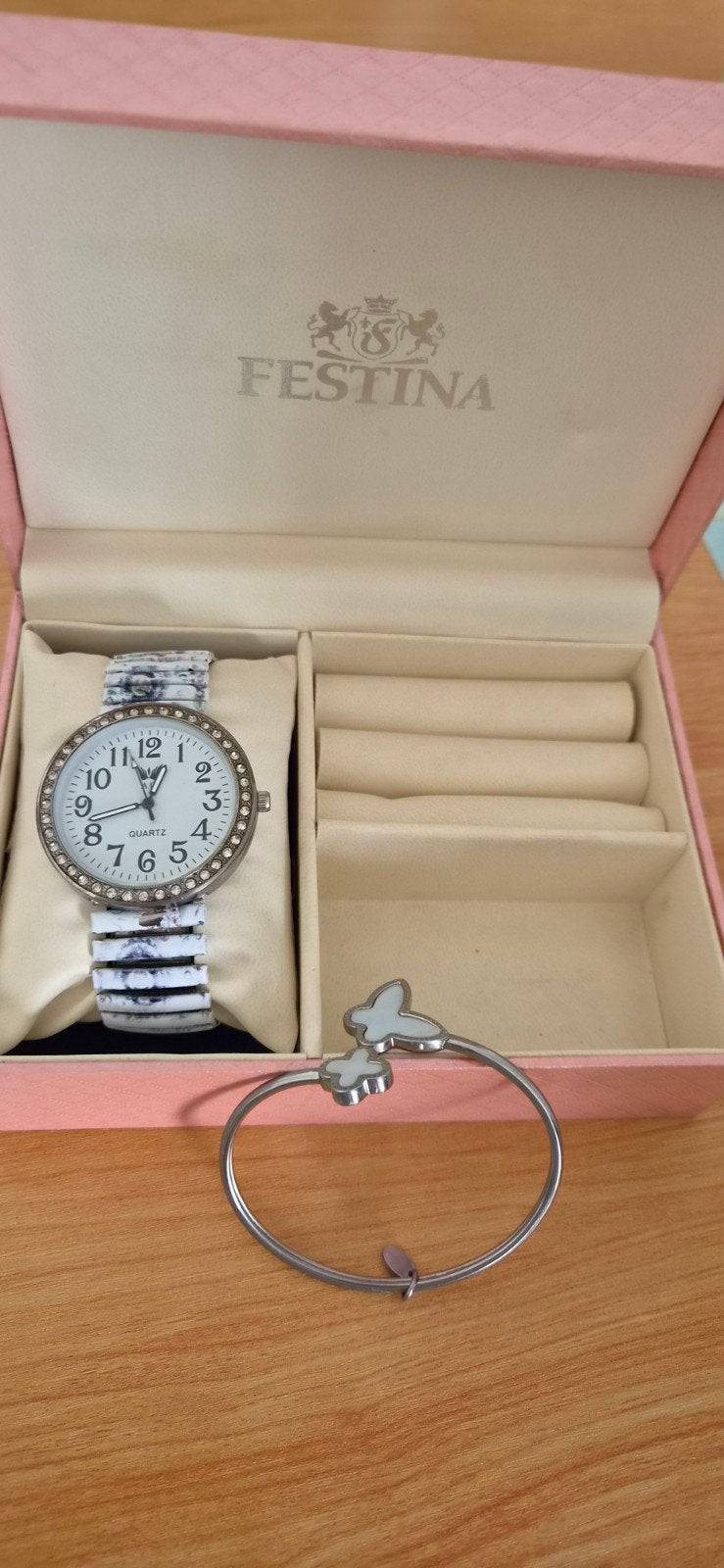 Horloge met witte strass, Overige merken, Overige materialen, Polshorloge, Overige materialen