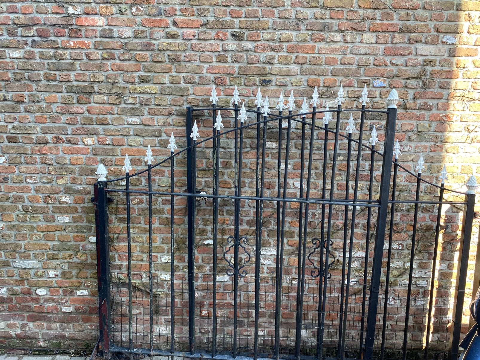 Smeedijzeren poort, Tuin en Terras, Ophalen, Gebruikt, IJzer, Enkelstaafmat hekwerk
