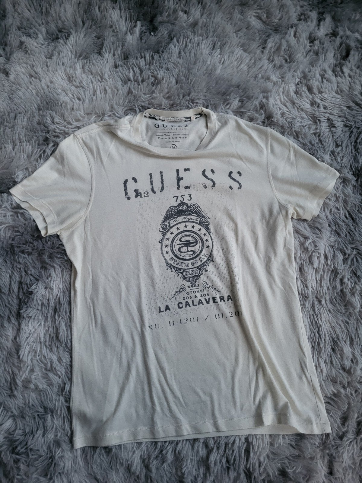 T-shirt GUESS Vintage California "La Calavera" - Taille M, Beige, Porté, Guess, Taille 48/50 (M)