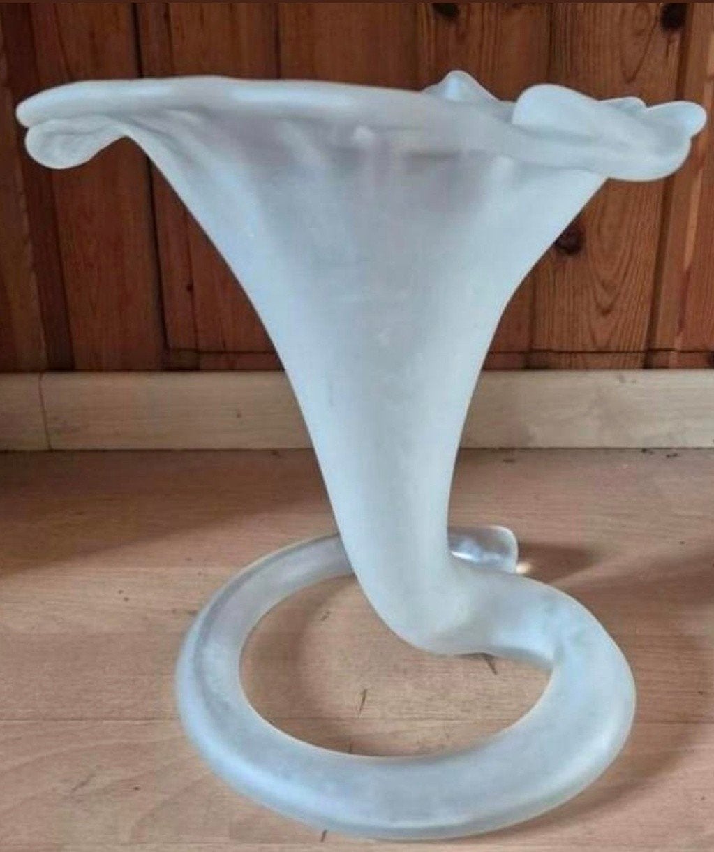 Vintage lelie vaas in mat glas, Ophalen, Glas