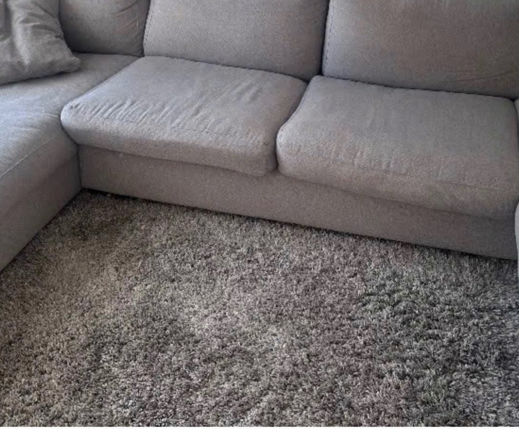 Hoogpolig tapijt grijs, Huis en Inrichting, Ophalen, Gebruikt, 150 tot 200 cm, Vierkant