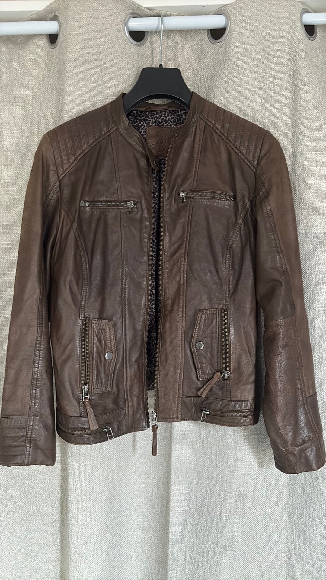 Gilet en cuir pour femme, Taille 38/40 (M), Enlèvement ou Envoi, Comme neuf, Brun