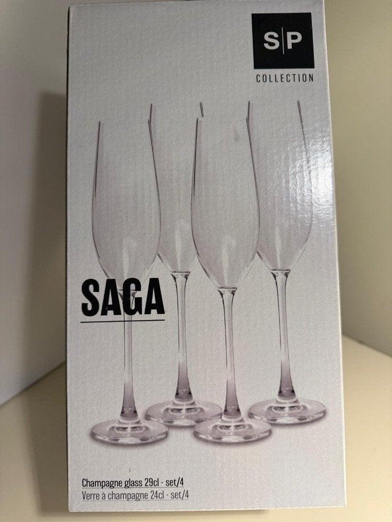 NOUVEAUX verres à champagne — SAGA | 29cl | set de 4, Enlèvement ou Envoi, Neuf, Autres types