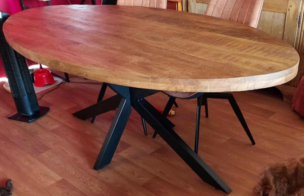 Table ovale en manguier 200x100 comme neuve, Maison & Meubles, Tables | Tables à manger, Cinq personnes ou plus, 150 à 200 cm